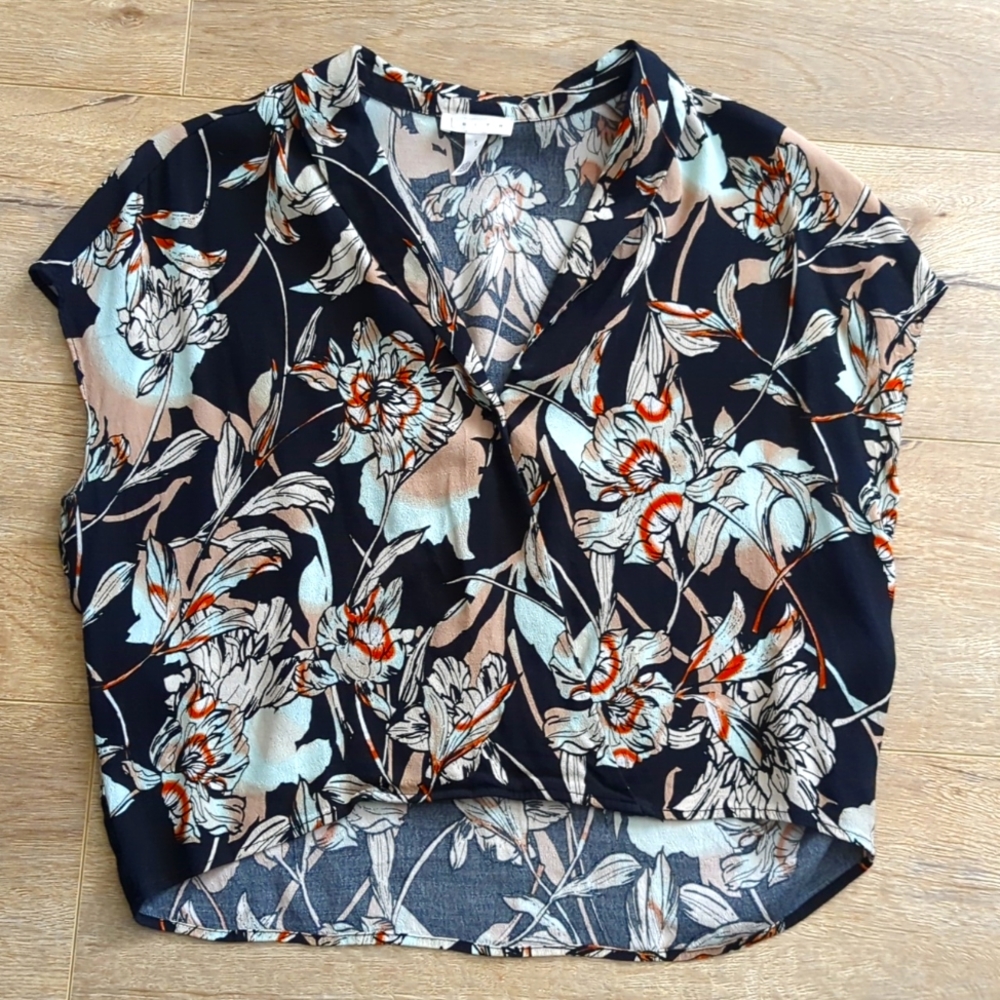 Leith Black Floral Faux Wrap